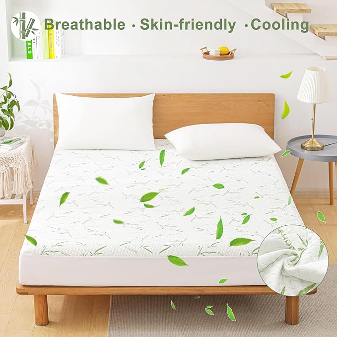 King Waterproof Mattress Protector, Rayon Made from Bamboo Mattress Pad Cover - Image 7