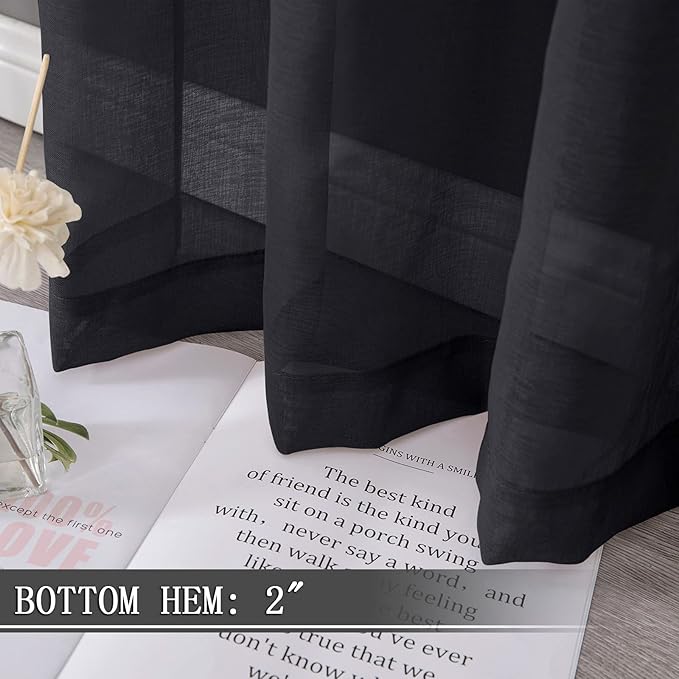 Tollpiz Sheer Tier Curtain Linen Textured Half Kitchen Curtains Sheer Light - Image 4