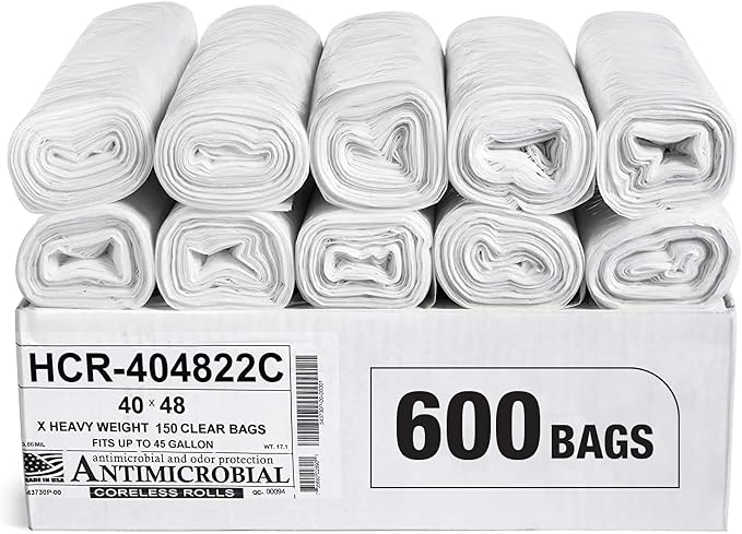 Aluf Plastics High Density Trash Bags, 45 Gallon, 22 Micron, by AlufPlastics
