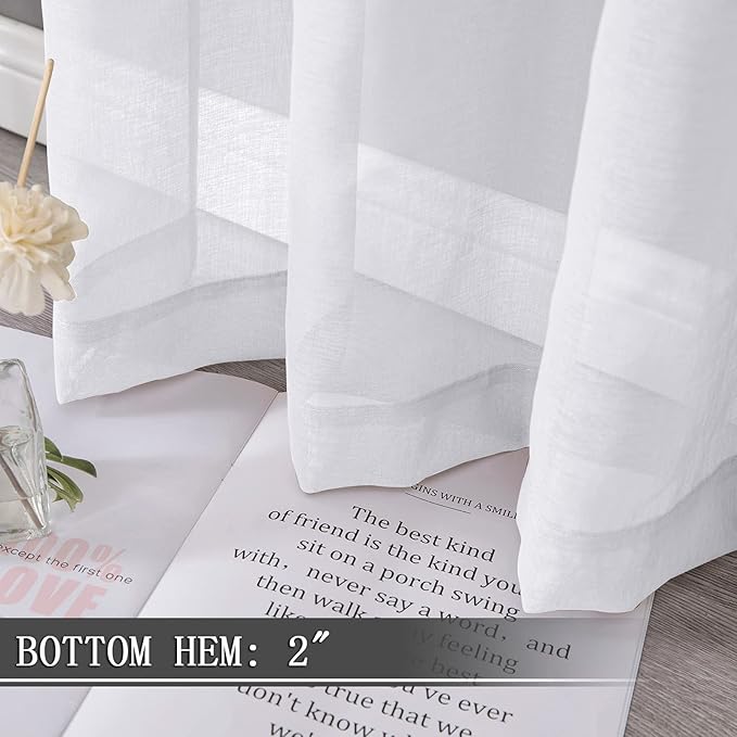 Tollpiz Short Sheer Curtains Linen Textured Living Room Curtain Sheers Light - Image 4