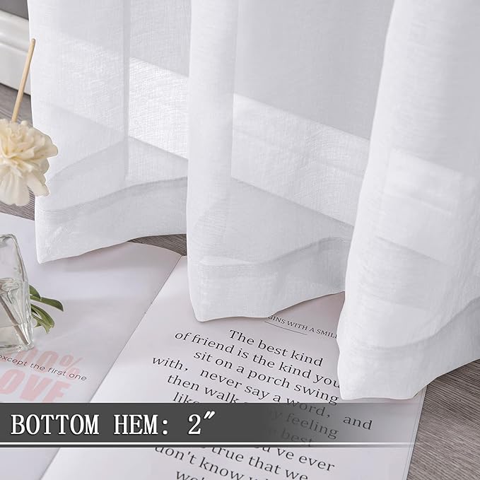 Tollpiz Short Sheer Tier Curtains Linen Textured Half Kitchen Curtain Sheers - Image 4