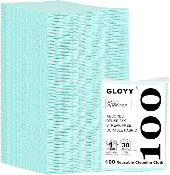 100 Count Disposable Cleaning Towels and Dish Cloths, Super Absorbent Dishcloths by GLOYY