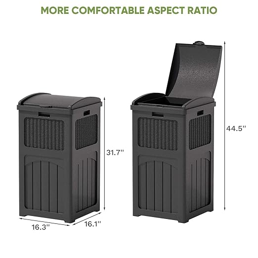 Patiowell 36 Gallon Outdoor Trash Can, Resin Outdoor Garbage Can - Image 7