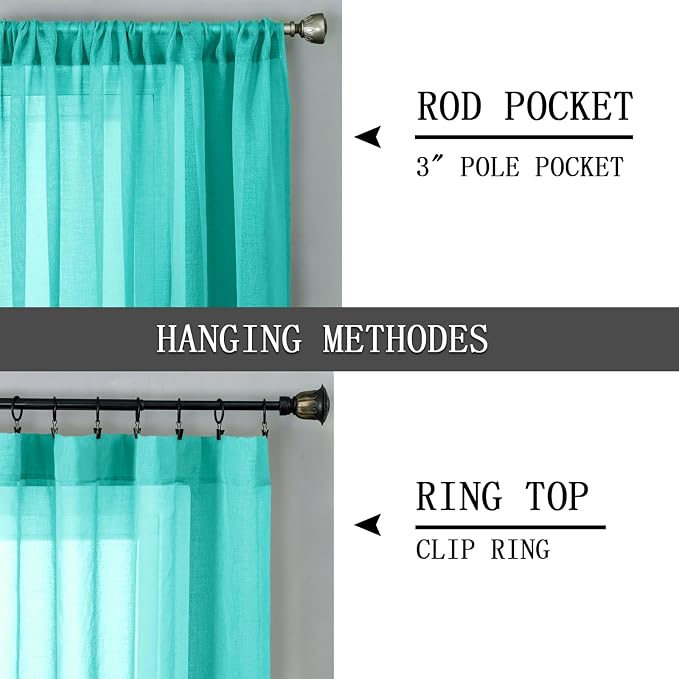 Tollpiz Short Sheer Curtain Living Room Linen Textured Curtains Sheer Light - Image 5
