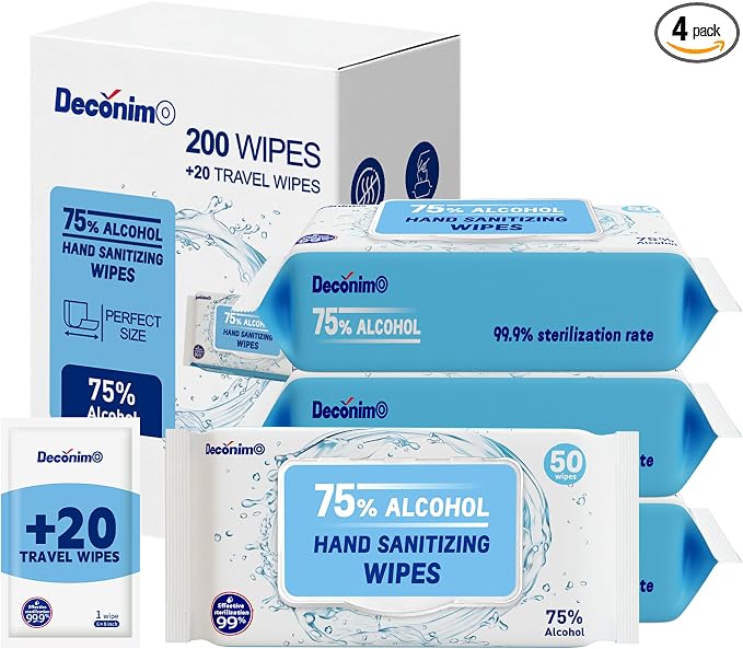Advanced Large 75% Alcohol Hand Sanitizing Wipes, 4 Packs of 50 by DEC%C3%93NIMO