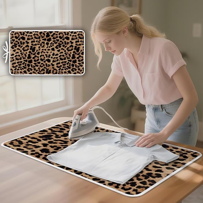 Leopard Print Iron Mat Blanket Travel Foldable Ironing Pad Fabric Ironing Board - Image 3