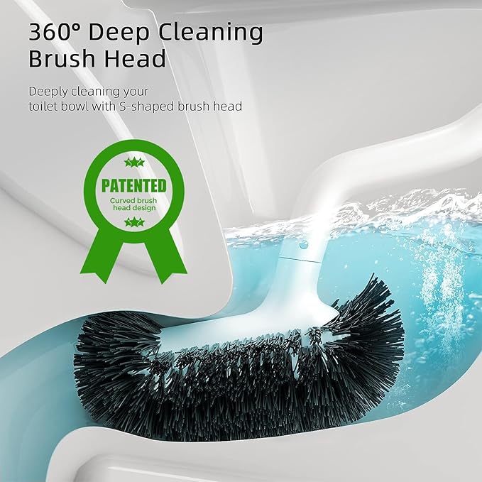 HAMITOR Toilet Bowl Brush Holder Set: Deep Cleaning Brushes - Image 2