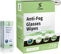 250 Count Anti Fog Lens Wipes for Eyeglasses, Pre-Moistened Individual Wrapped by i-SPER