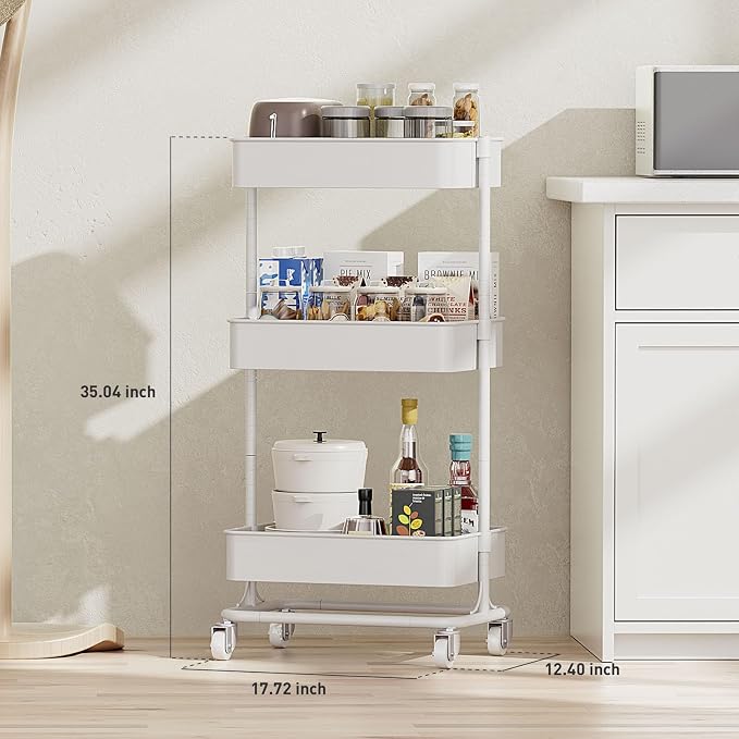 3 Tier Modern Metal Rolling Tool Cart - Image 5