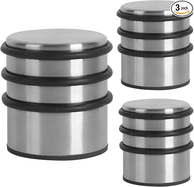 KINJOEK 3 PCS Heavy Weight Door Stopper, No DrillStainless Steel Door Stop by KINJOEK