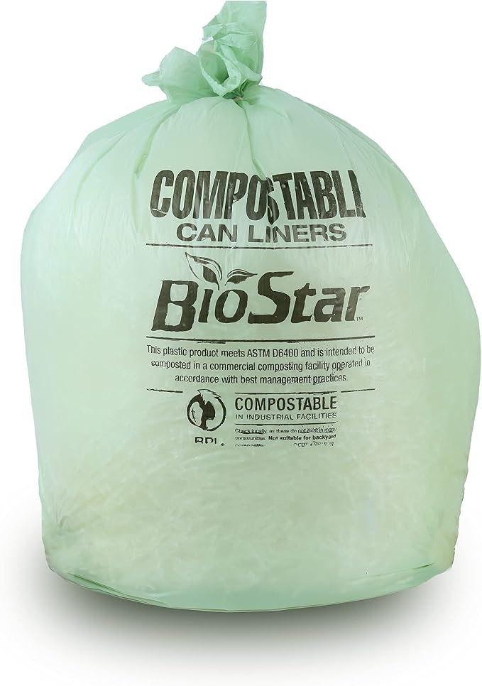 Plasticplace 40-45 Gallon Compostable Trash Bags │ 1 Mil │ Green Tint Garbage - Image 6
