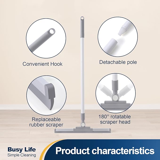 Yocada Rubber Floor Squeegee Broom TPR Blade Adjustable Scrubber Squeegee - Image 4