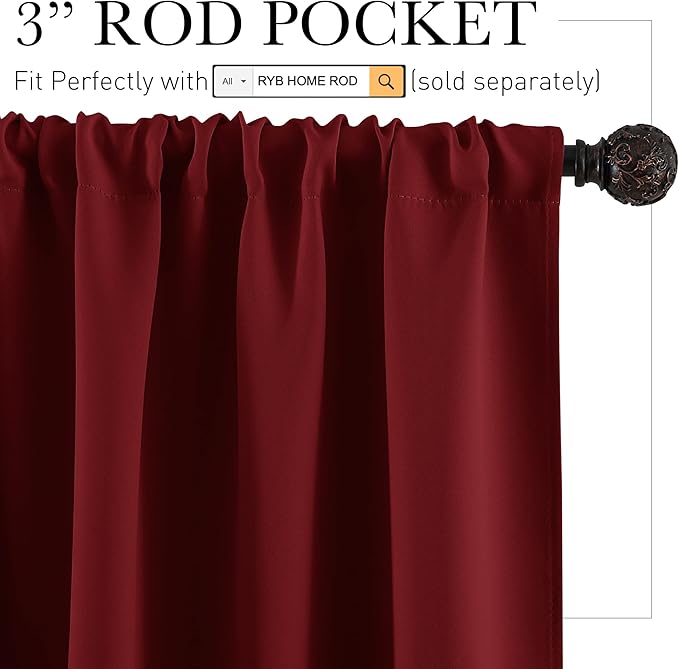 RYB HOME Blackout Curtains 84 inches Long 2 Panels Set - Image 3