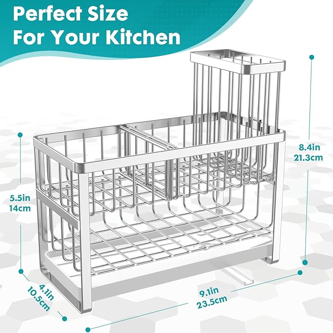 Sinnsally Kitchen Sponge Holder, 2 Tier Sink Caddy Organizer - Image 5