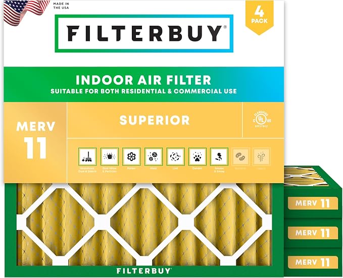 Filterbuy 25x25x2 Air Filter MERV 11 Allergen Defense Replacement, by Filterbuy