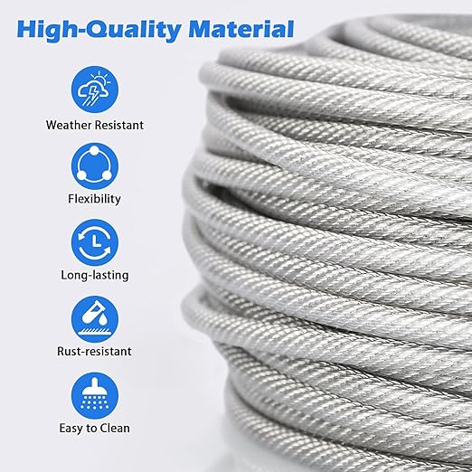 3/16" Wire Rope Kit, 100Ft PVC Coated Steel Cable Guide Wire Tensioner Strainer - Image 4