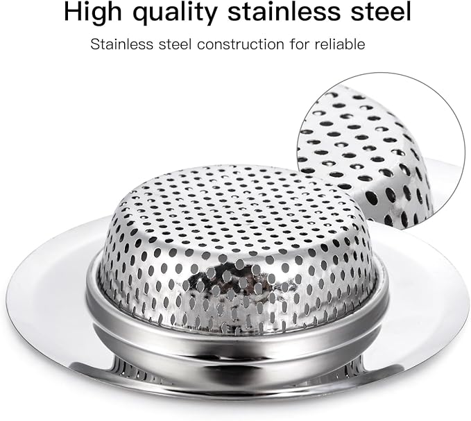 4 Pack Heavy Duty Stainless Steel Kitchen Sink Drain Strainer, Bathroom Hair - Image 4