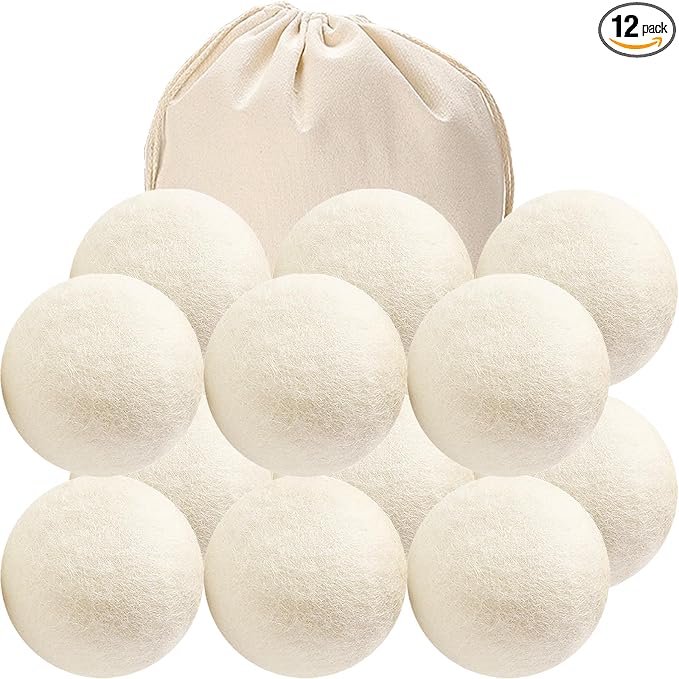 12 Pack Wool Dryer Balls XL Reusable Laundry Balls by Beieverluck