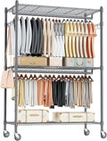 Homdox Heavy Duty Rolling Clothing Rack, Adjustable Garment Rack by HOMDOX