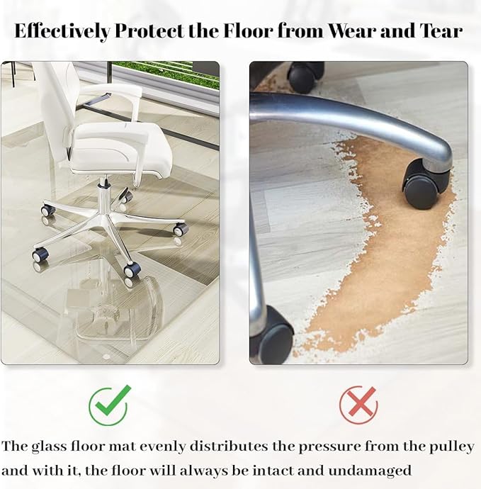 48" x 48" Glass Chair Mat, 1/5" Thick Office Chair Mat - Image 5