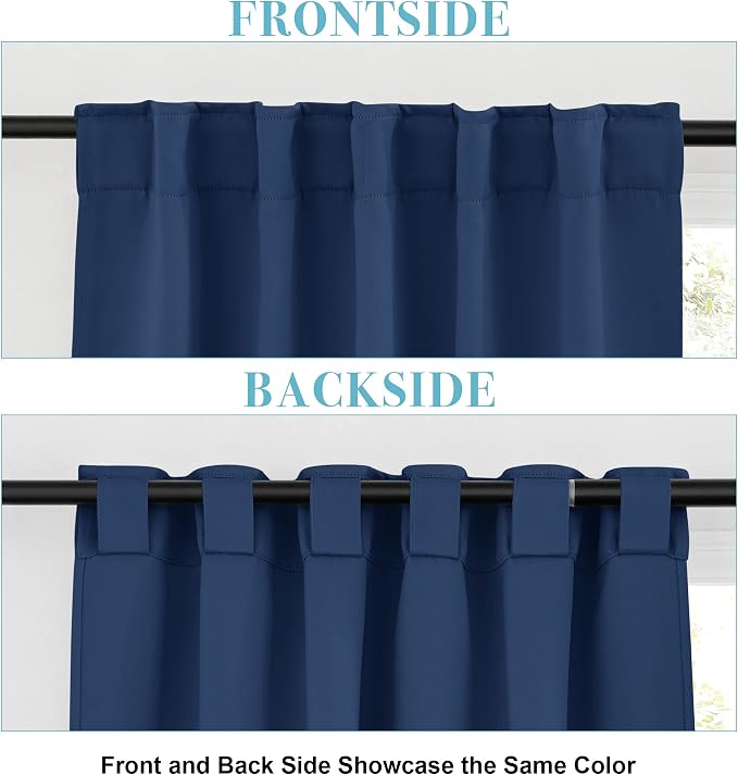 RYB HOME Blackout Curtains for Living Room, Back Tab & Rod Pocket Top - Image 2