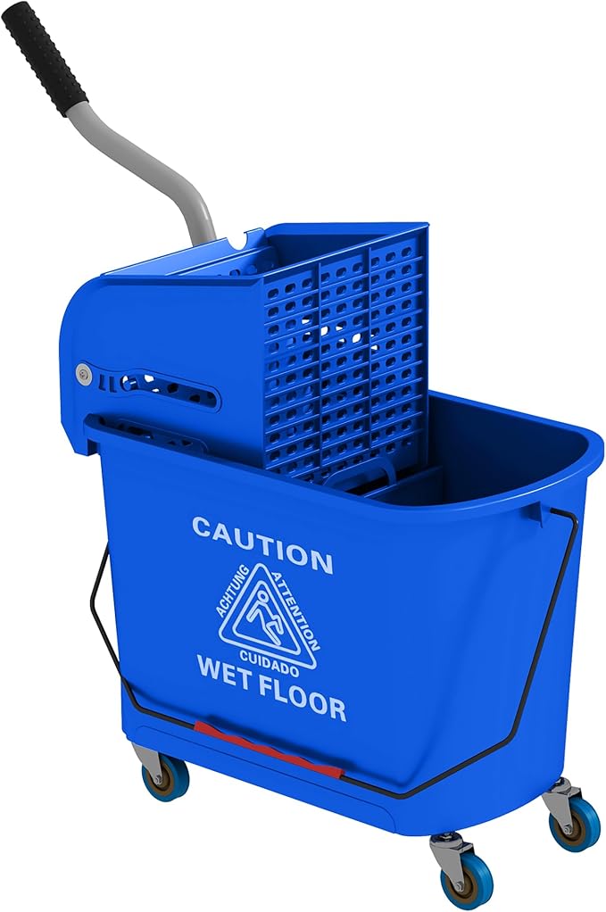 HOMCOM Compact Mop Bucket with Wringer on Wheels by HOMCOM