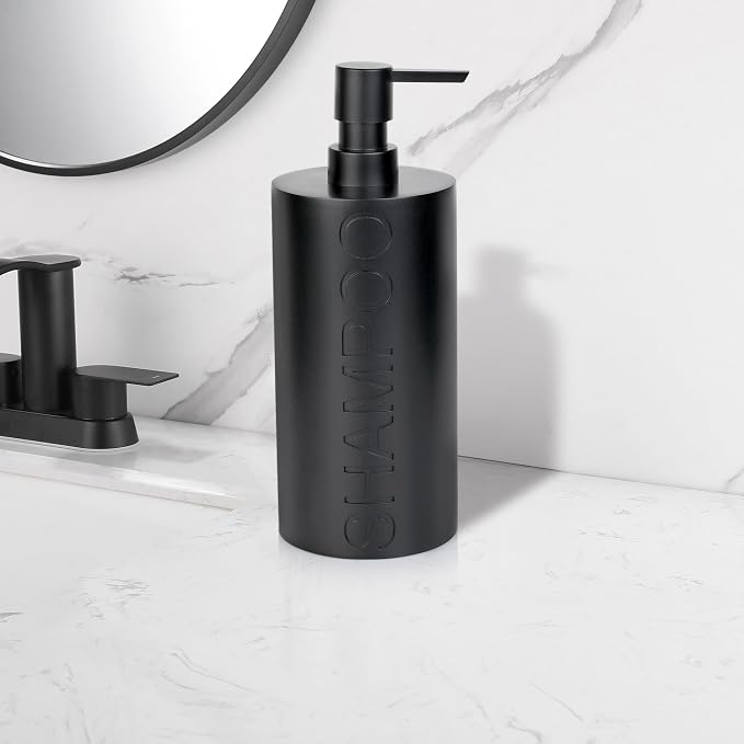 Matte Black Shampoo Dispenser Modern Refillable Pump Bottle - Image 5