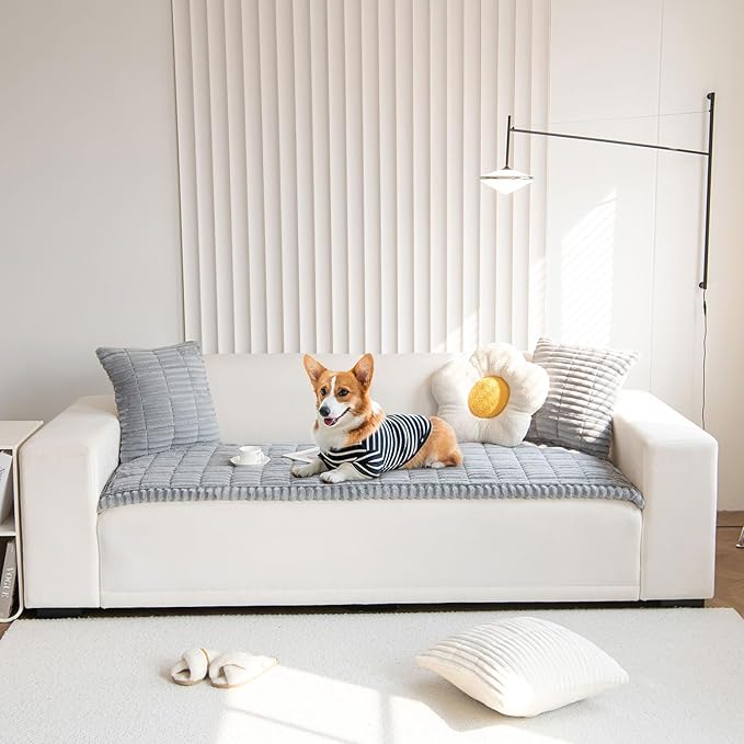 OTOB Couch Covers for 3 Cushion Sofa Pet Friendly, Plush Fuzzy Non Slip Sofa - Image 7