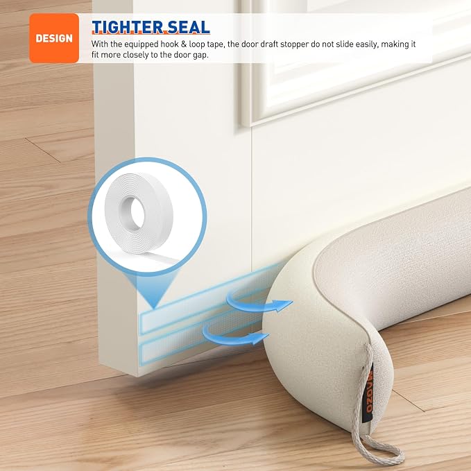 MAGZO Door Draft Stopper 32 Inch-Beige, Sound Proof Door Snake Draft Insulation - Image 6