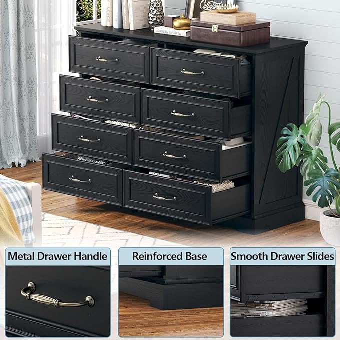 8 Drawer Dresser for Bedroom, Rustic Farmhouse Dresser - Image 6