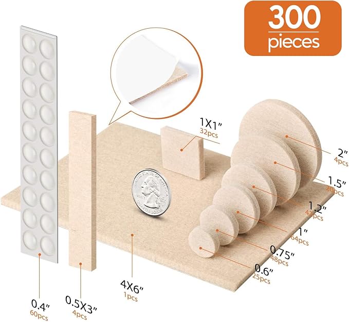 Furniture Pads 300 Pack Premium Furniture Felt Pads, Huge Quantity Self - Image 4
