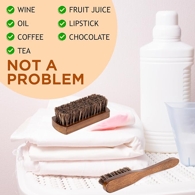 Horsehair Laundry Stain Brushes Set 2pcs by TAKAVU, Natural Soft Bristle - Image 5