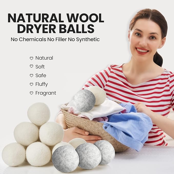 Roowest 32 Pieces Wool Dryer Balls Set 30 Reusable Wool Balls - Image 5