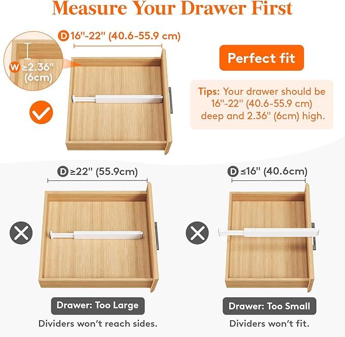 Lifewit 5 Pack Kitchen Drawer Dividers 2.36" High, Plastic Expandable - Image 4