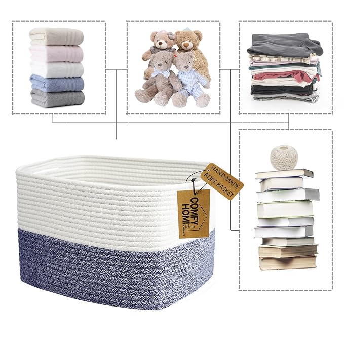 COMFY-HOMI 3 Pack Medium Cotton Rope Basket - Image 7