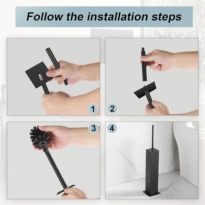 Black Toilet Brush and Holder, Toilet Bowl Brush - Image 4