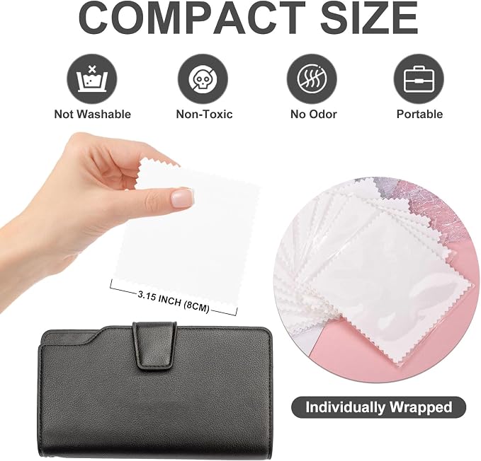 SEVENWELL 50pcs Jewelry Cleaning Cloth White Polishing Cloth - Image 2