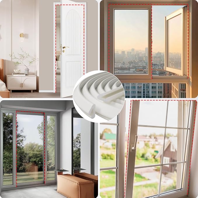 V Shape Foam Weather Stripping Door Frame Seal Strip 19.7FT White, Draft Stopper - Image 8