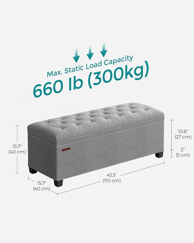 SONGMICS Storage Ottoman Bench, Foot Rest - Image 2