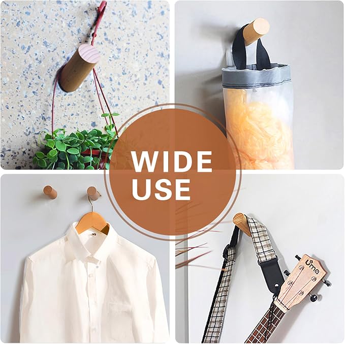 Wood Wall Hooks, 4 Pack Coat Hooks Mounted Rustic Wooden Heavy Duty Robe Hook - Image 4