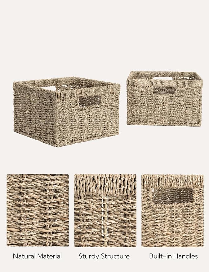 StorageWorks Wicker Storage Baskets, Large and Small Baskets, Handwoven - Image 3