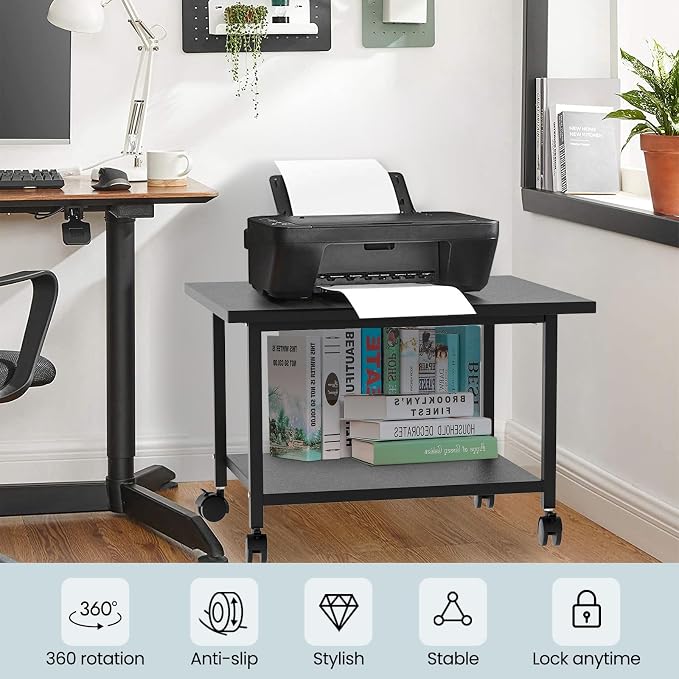 Printer Stand with Storage Under Desk Shelf, Desktop Printer Stand Organizer - Image 7