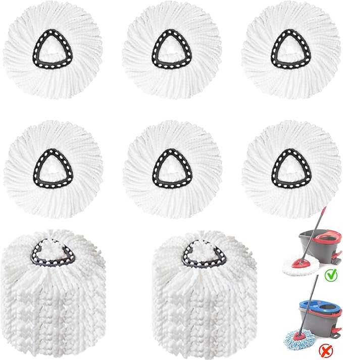 12 Pack Spin Mop Replacement Heads, 100% Microfiber Spin Mop Refill by V-chen