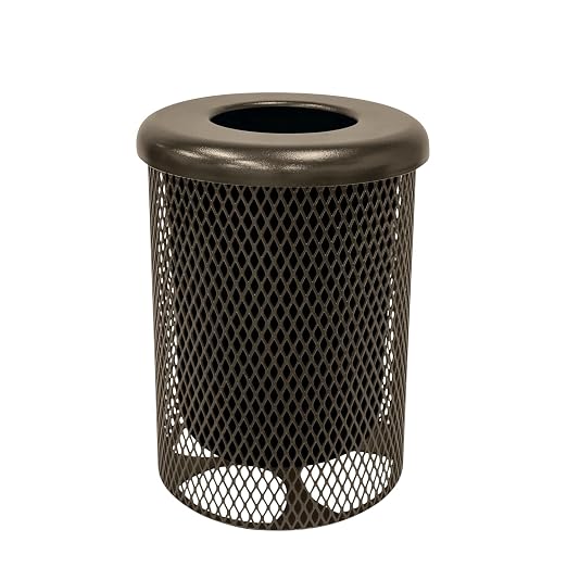COATEDOUTDOORFURNITURE RFT-TXTBRW Heavy Duty Round Trash Receptacle by CoatedOutdoorFurniture