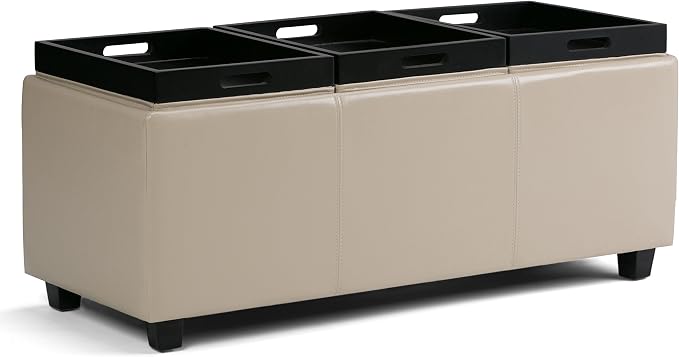 SIMPLIHOME Avalon 42 inch Wide Contemporary Rectangle Storage Ottoman in Satin - Image 5