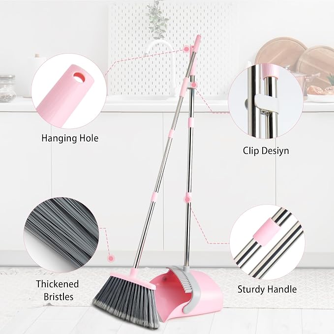 Broom and Dustpan Combo Set, Long Handle and Standing Dust Pan - Image 3