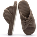 Chantomoo Slippers for Women Memory Foam House Bedroom Corduroy Bow Crossbands by Chantomoo