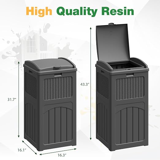 Flamaker 30 Gallon Trash Can, Resin Outdoor Garbage Can - Image 5