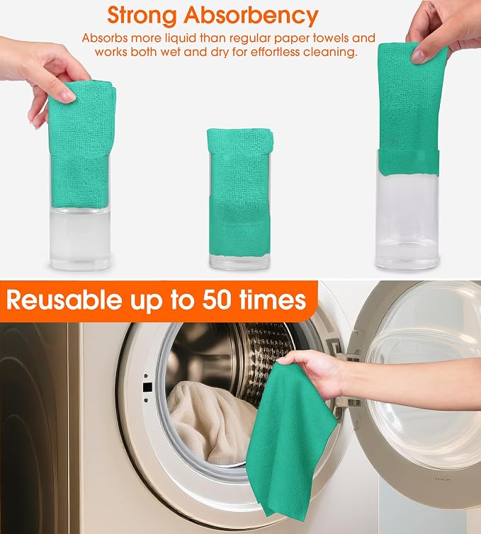 Roll of Microfiber Cleaning Cloth –100 Pack, Tear Away Microfiber Towels - Image 4