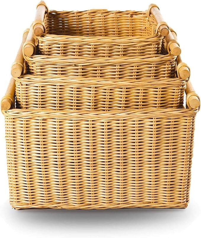 The Basket Lady Deep Pole Handle Wicker Storage Basket, 11.5 in L x 11.5 in W x - Image 5